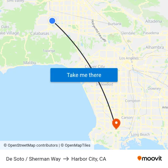 De Soto / Sherman Way to Harbor City, CA map