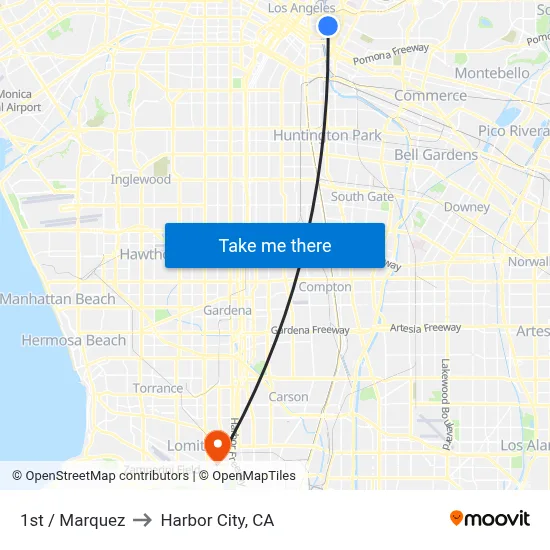 1st / Marquez to Harbor City, CA map