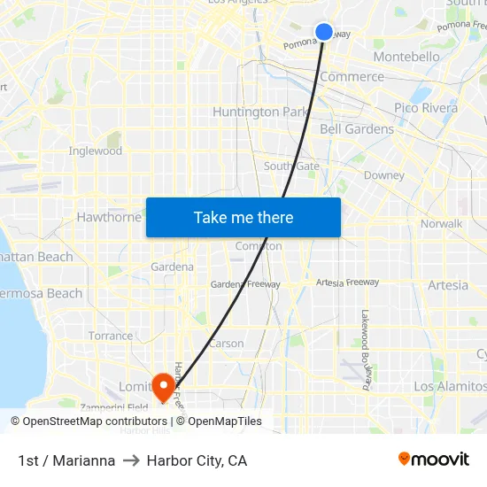 1st / Marianna to Harbor City, CA map