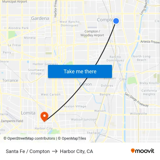Santa Fe / Compton to Harbor City, CA map
