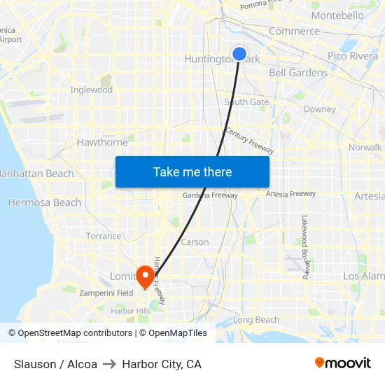 Slauson / Alcoa to Harbor City, CA map