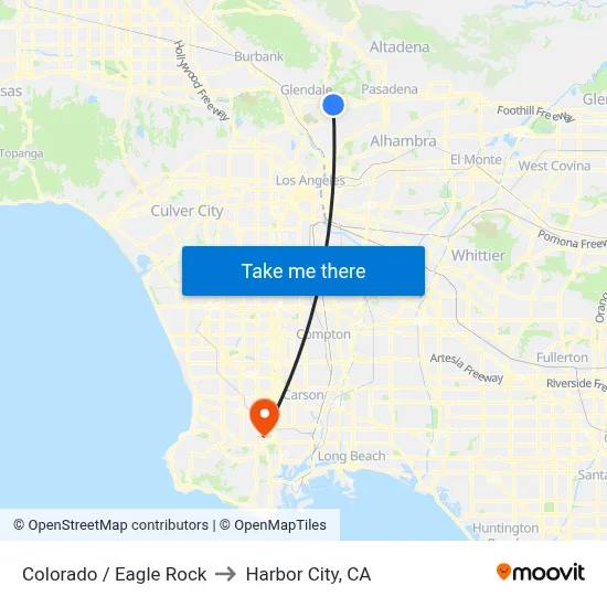 Colorado / Eagle Rock to Harbor City, CA map