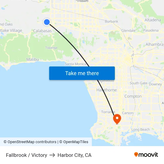 Fallbrook / Victory to Harbor City, CA map