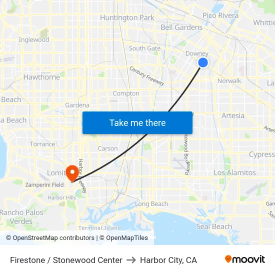 Firestone / Stonewood Center to Harbor City, CA map