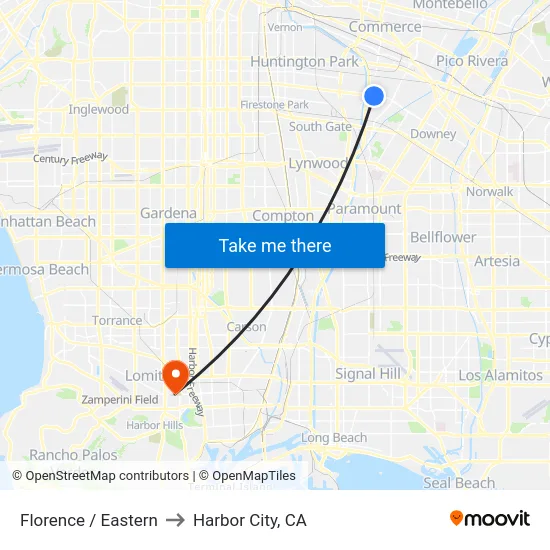 Florence / Eastern to Harbor City, CA map