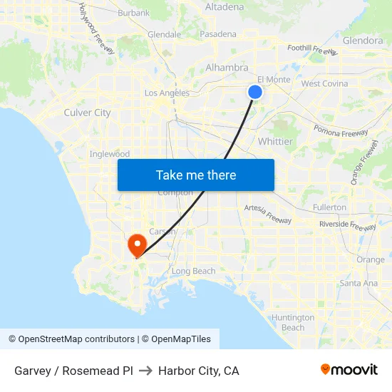 Garvey / Rosemead Pl to Harbor City, CA map