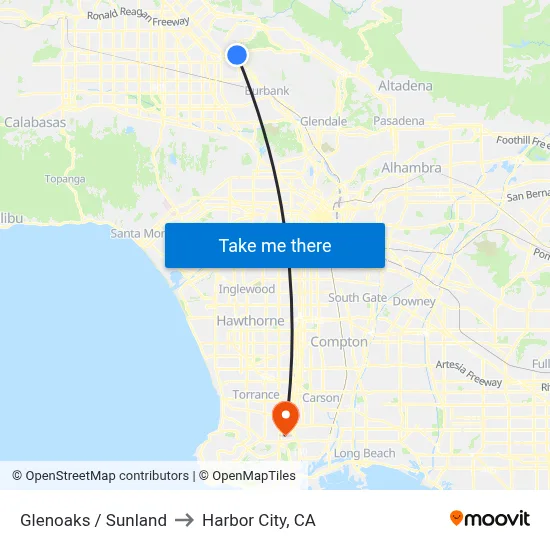 Glenoaks / Sunland to Harbor City, CA map
