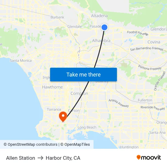 Allen Station to Harbor City, CA map
