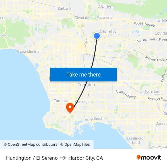 Huntington / El Sereno to Harbor City, CA map