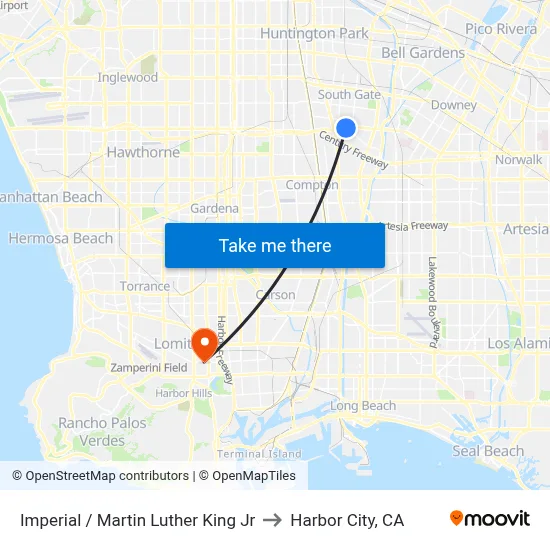 Imperial / Martin Luther King Jr to Harbor City, CA map