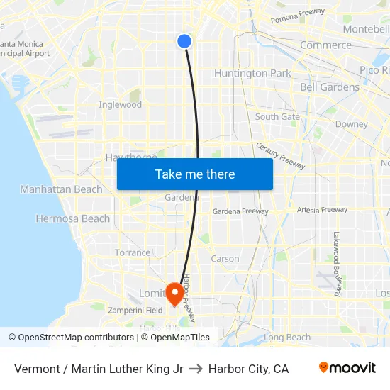Vermont / Martin Luther King Jr to Harbor City, CA map
