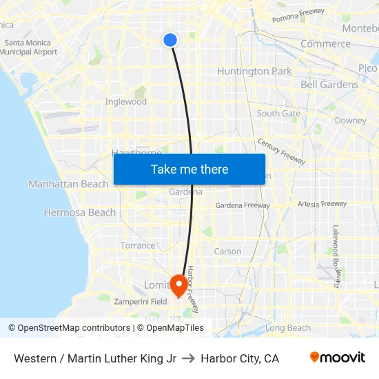Western / Martin Luther King Jr to Harbor City, CA map