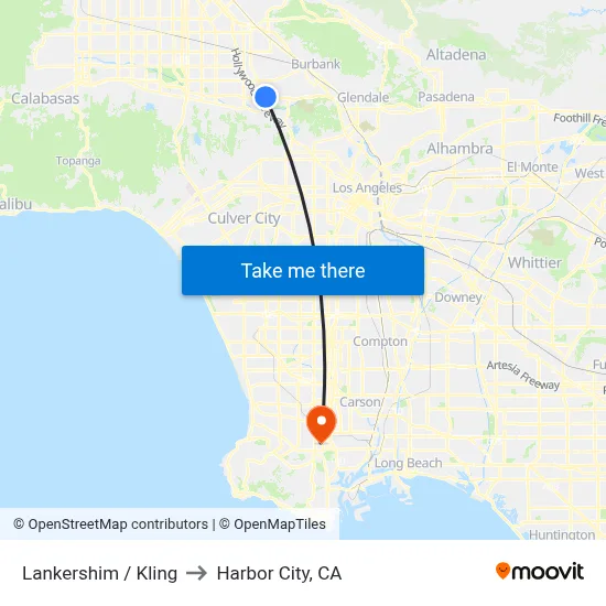 Lankershim / Kling to Harbor City, CA map