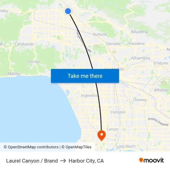 Laurel Canyon / Brand to Harbor City, CA map