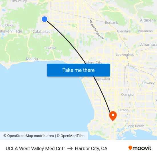 UCLA West Valley Med Cntr to Harbor City, CA map