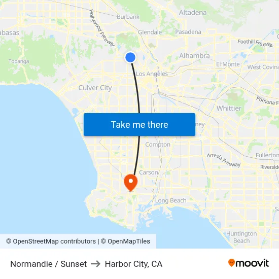 Normandie / Sunset to Harbor City, CA map