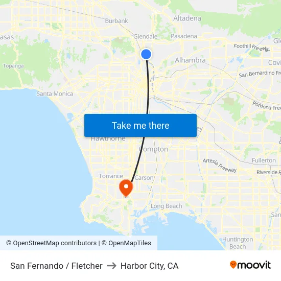 San Fernando / Fletcher to Harbor City, CA map