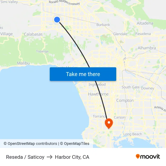 Reseda / Saticoy to Harbor City, CA map