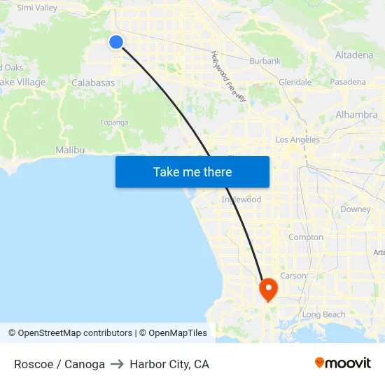 Roscoe / Canoga to Harbor City, CA map