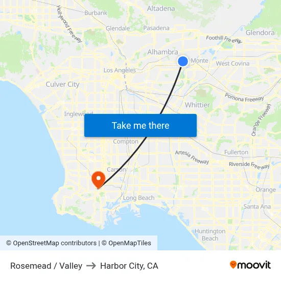 Rosemead / Valley to Harbor City, CA map