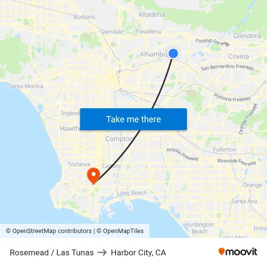 Rosemead / Las Tunas to Harbor City, CA map