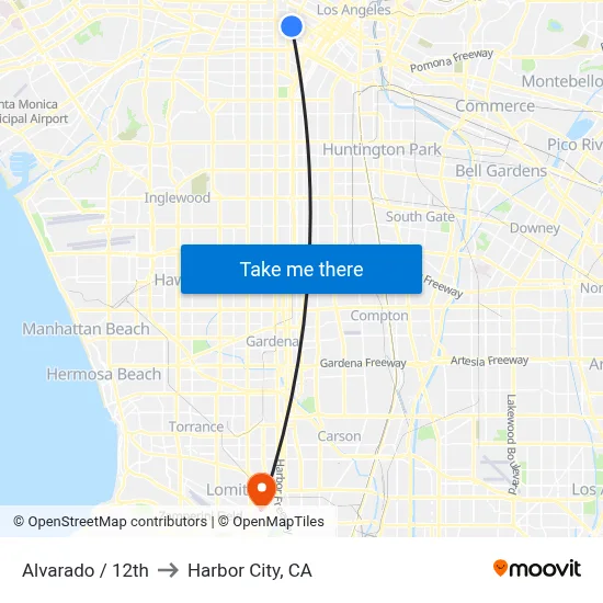 Alvarado / 12th to Harbor City, CA map