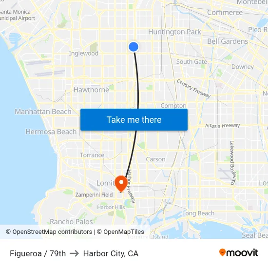 Figueroa / 79th to Harbor City, CA map