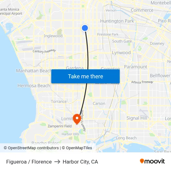 Figueroa / Florence to Harbor City, CA map