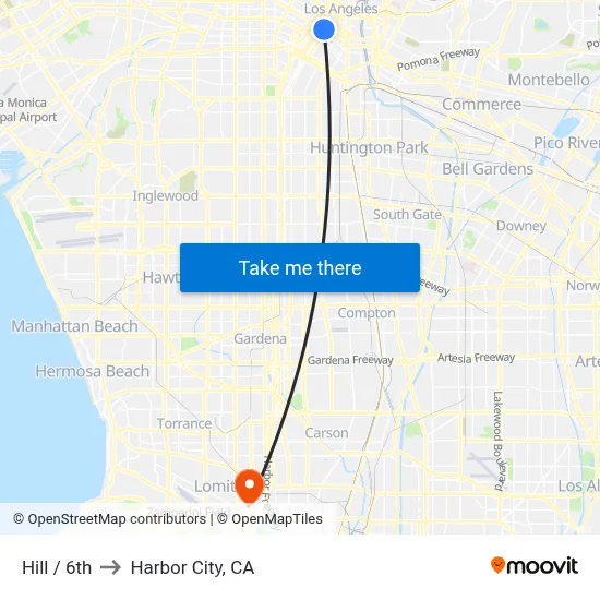 Hill / 6th to Harbor City, CA map