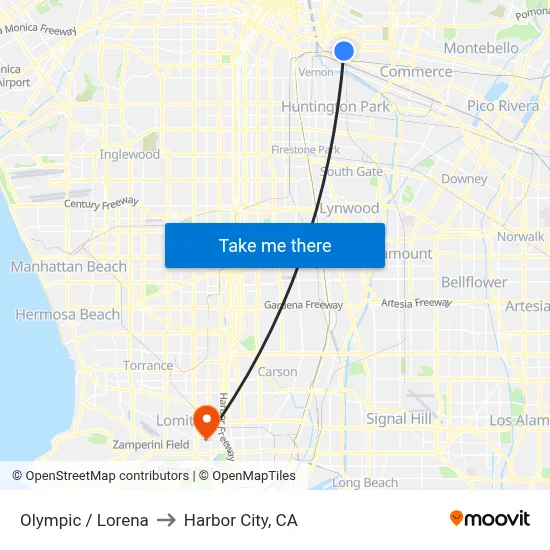 Olympic / Lorena to Harbor City, CA map