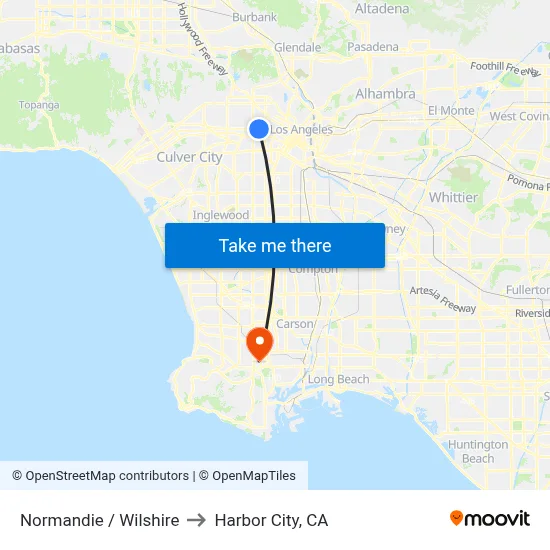 Normandie / Wilshire to Harbor City, CA map