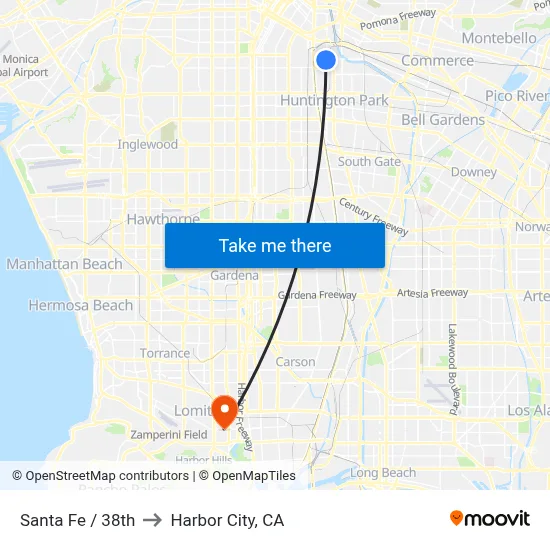 Santa Fe / 38th to Harbor City, CA map