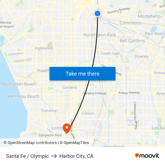 Santa Fe / Olympic to Harbor City, CA map