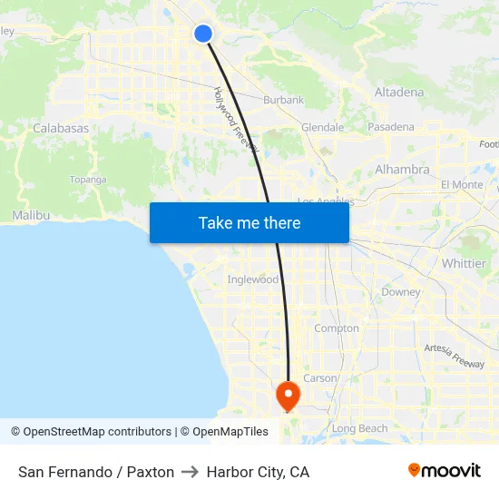 San Fernando / Paxton to Harbor City, CA map