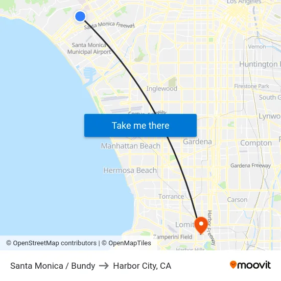 Santa Monica / Bundy to Harbor City, CA map