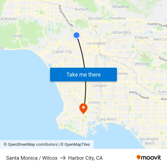Santa Monica / Wilcox to Harbor City, CA map