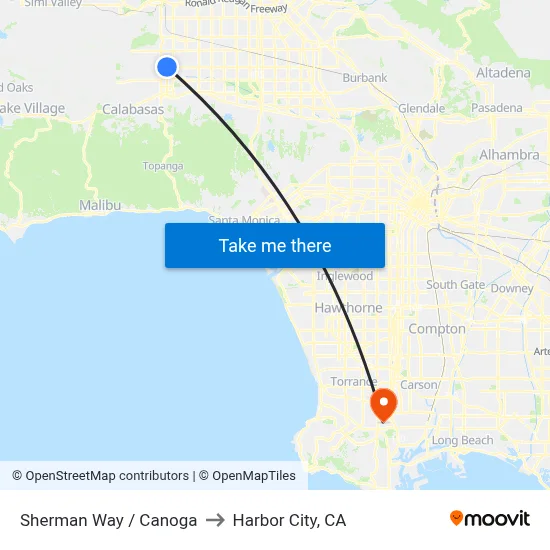 Sherman Way / Canoga to Harbor City, CA map
