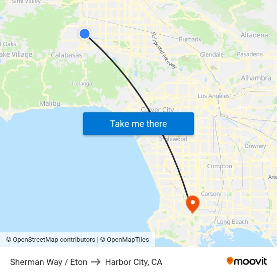 Sherman Way / Eton to Harbor City, CA map