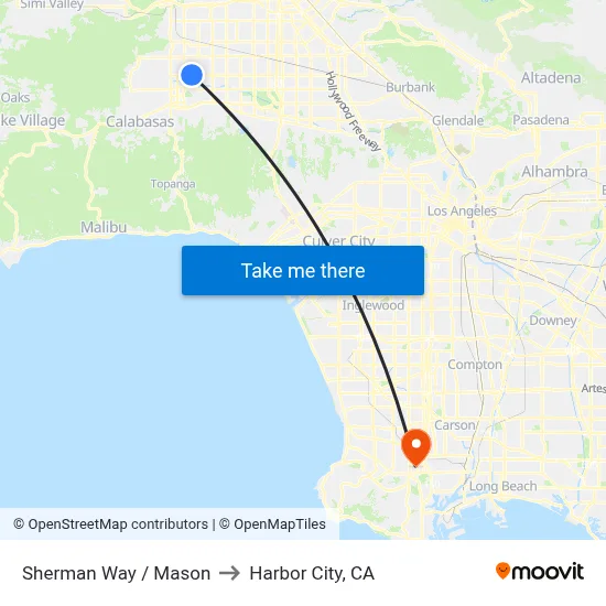 Sherman Way / Mason to Harbor City, CA map