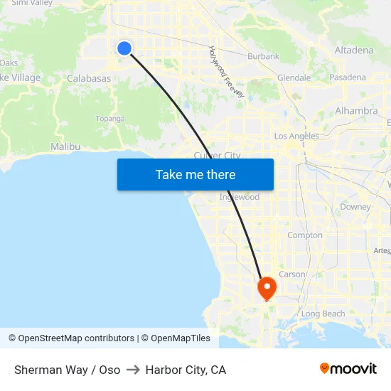 Sherman Way / Oso to Harbor City, CA map
