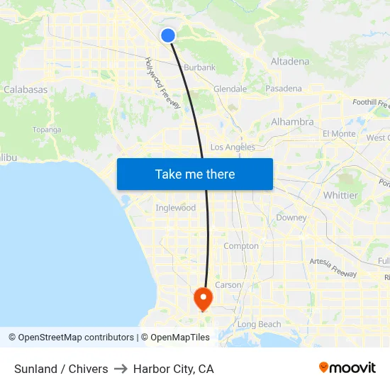 Sunland / Chivers to Harbor City, CA map