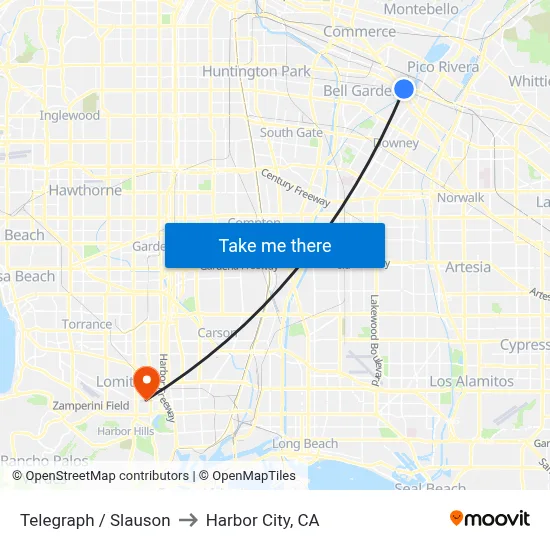 Telegraph / Slauson to Harbor City, CA map