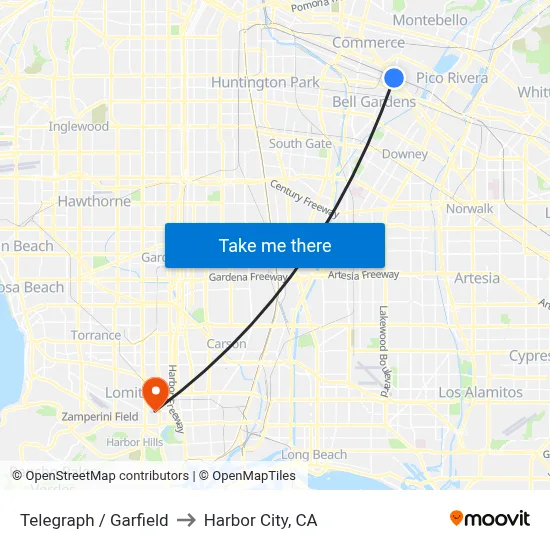 Telegraph / Garfield to Harbor City, CA map