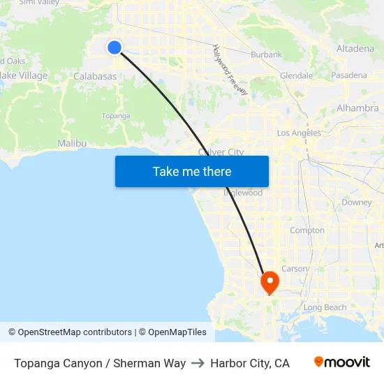 Topanga Canyon / Sherman Way to Harbor City, CA map