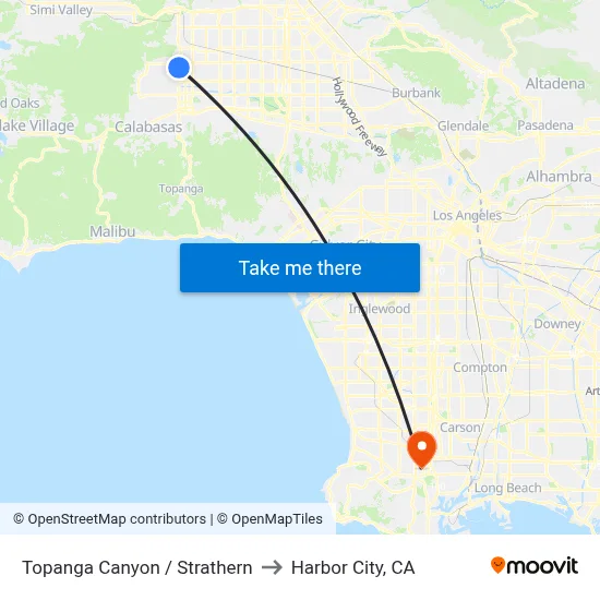 Topanga Canyon / Strathern to Harbor City, CA map