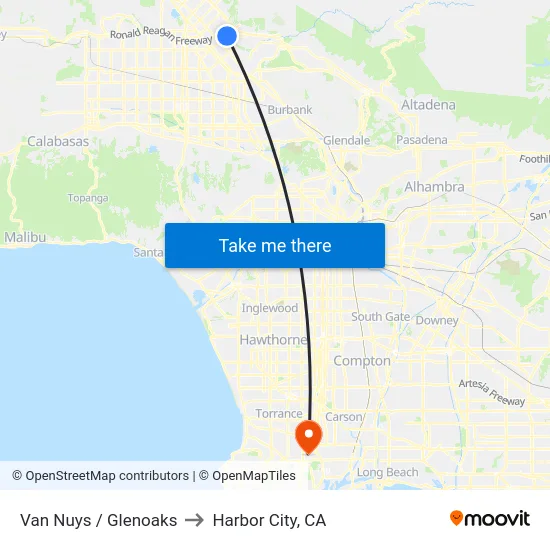 Van Nuys / Glenoaks to Harbor City, CA map