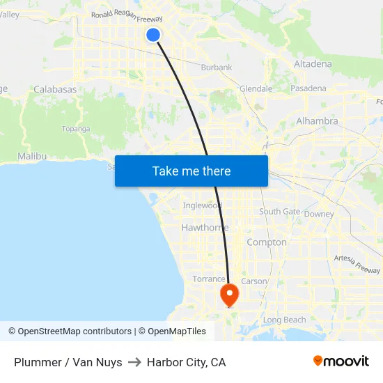 Plummer / Van Nuys to Harbor City, CA map