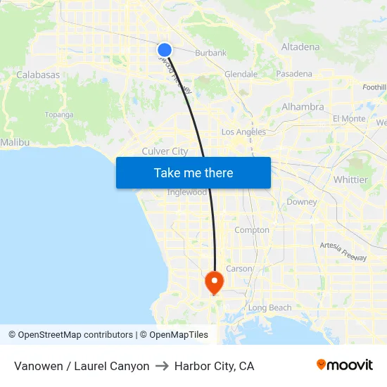 Vanowen / Laurel Canyon to Harbor City, CA map