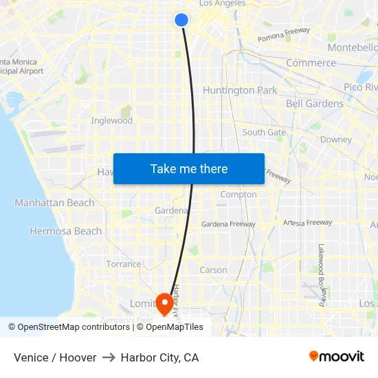 Venice / Hoover to Harbor City, CA map