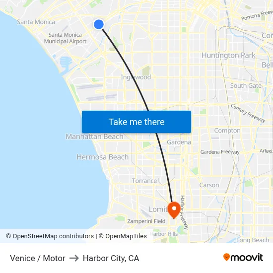 Venice / Motor to Harbor City, CA map